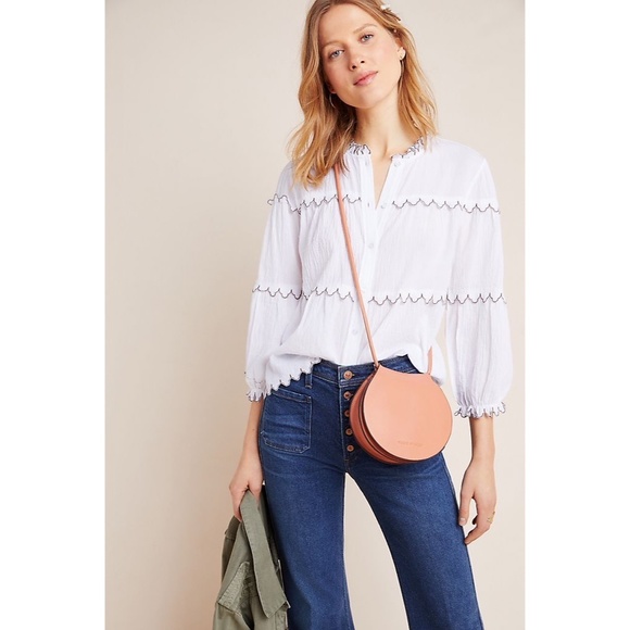 Anthropologie Tops - Anthro Eri + Ali White Cotton Button Front Blouse